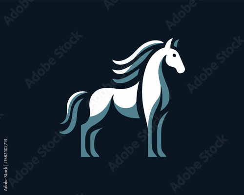 Stylized horse vector illustration in geometric flat design