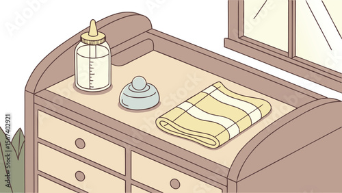 baby changing table vector flat illustration