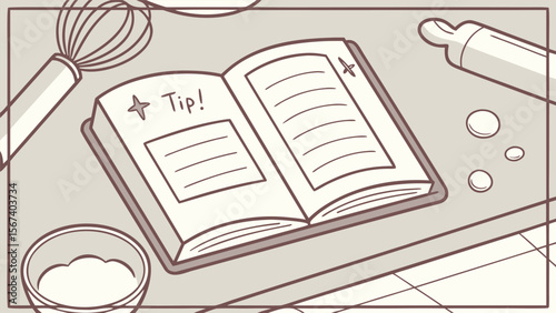 kitchen recipe book on table cooking scene