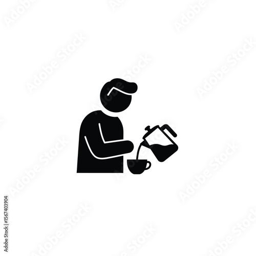 Silhouette man pouring coffee into cup drink