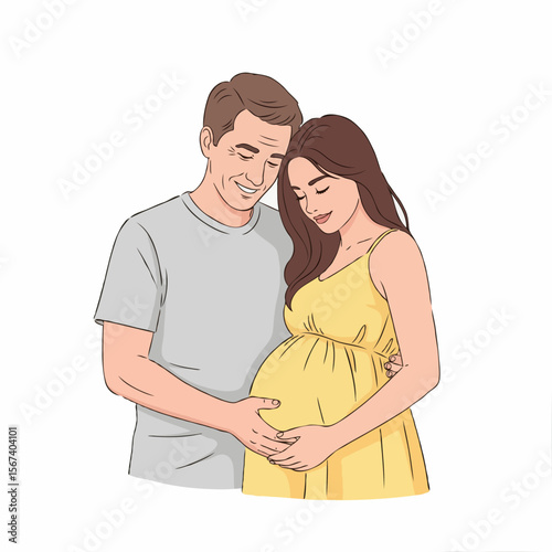 Loving Husband Touching His Pregnant Wife’s Belly During Maternity Moment