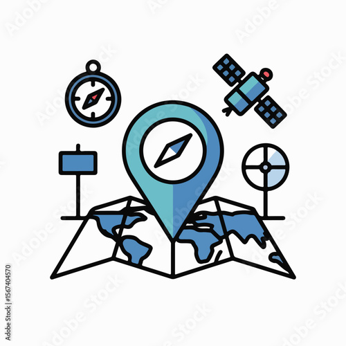 Navigation & GPS Icon Set – Flat Vector Design
