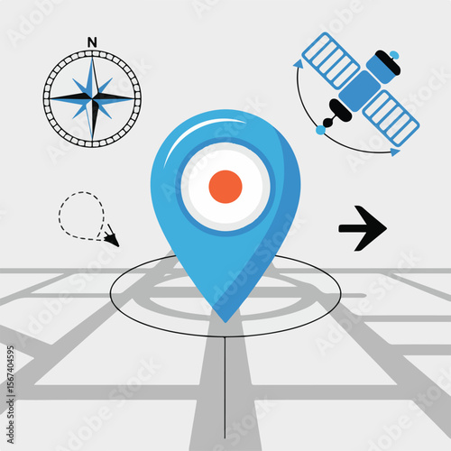 Navigation & GPS Icon Set – Flat Vector Design