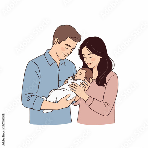 Happy Parents Holding Their Cute Baby Together in a Warm Family Moment