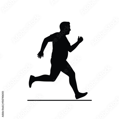 Silhouette of a man jogging on a white background running