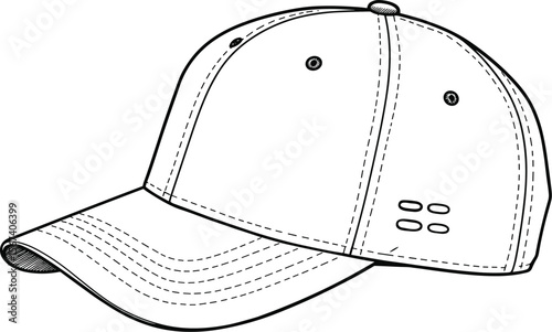Stylish Baseball Cap Design with Adjustable Strap, Perfect for Customization and Branding