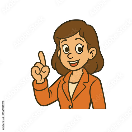Business Woman Pointing Cartoon