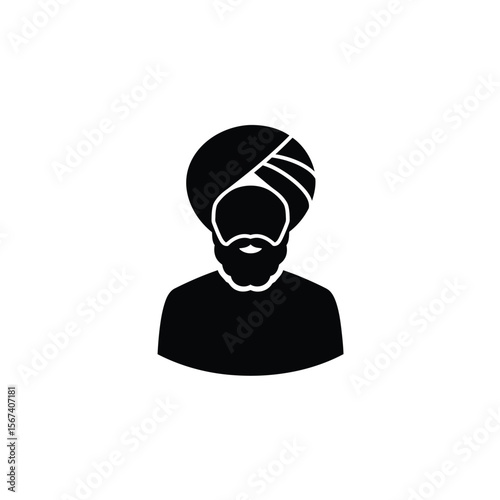 Black silhouette of a man wearing a turban and beard