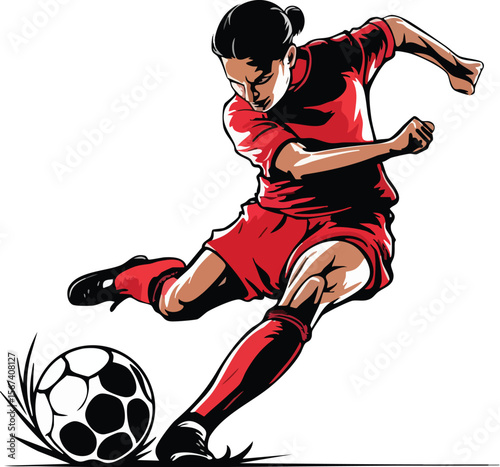 Soccer Player Kicking Ball Illustration