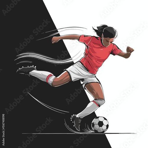 Soccer Player Kicking Ball Illustration