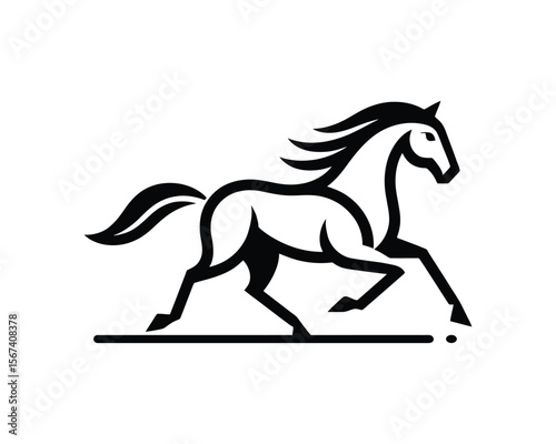 Dynamic equine stylized vector silhouette for equestrian branding
