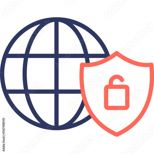 Secure Website line color icon