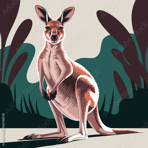 Jumping Kangaroo Outback Vector Illustration