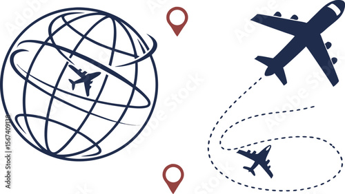 airplane world map route travel globe flight