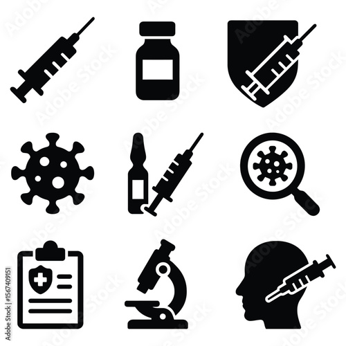 Medical syringe vial virus shield microscope medical record