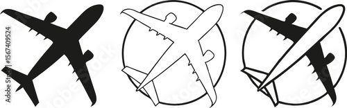 set of commercial airplane vector artwork