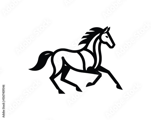 Dynamic stallion vector bold linear silhouette in motion