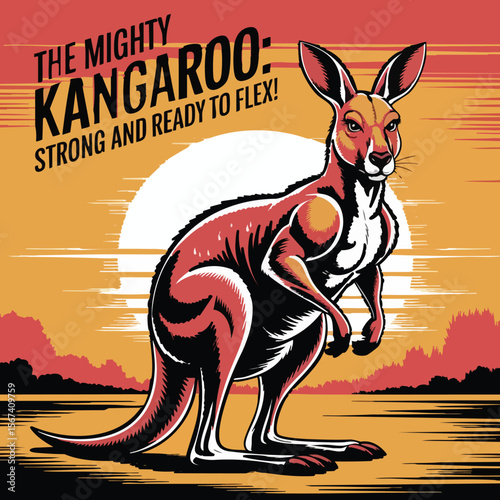 Jumping Kangaroo Outback Vector Illustration