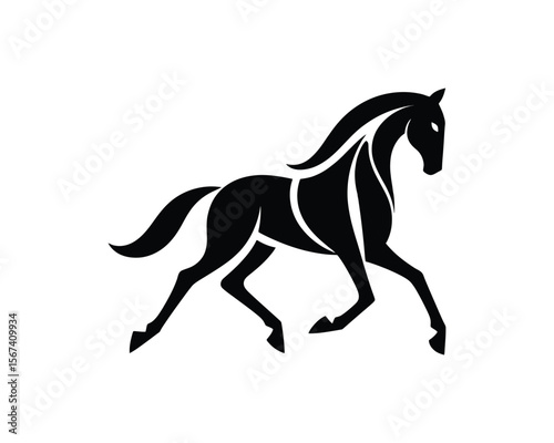 Equestrian elegant black stallion vector illustration