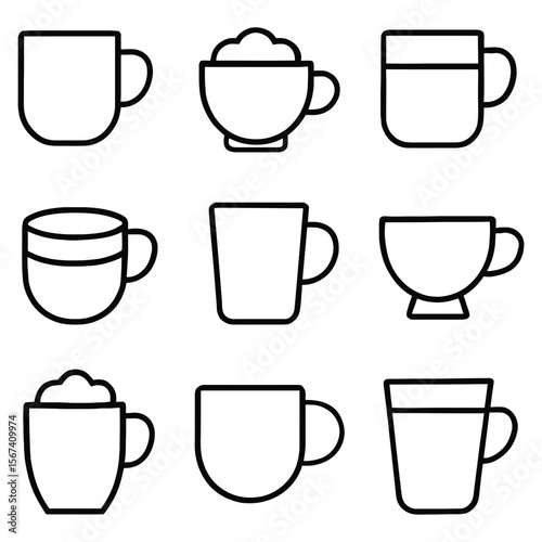 Various coffee cup icons coffee cups beverage containers