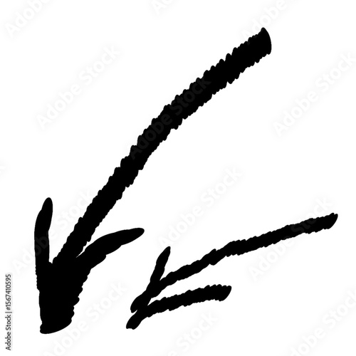 Arrow grunge vector. Arrow texture vector paint. Arrow chalk vector. Brush
