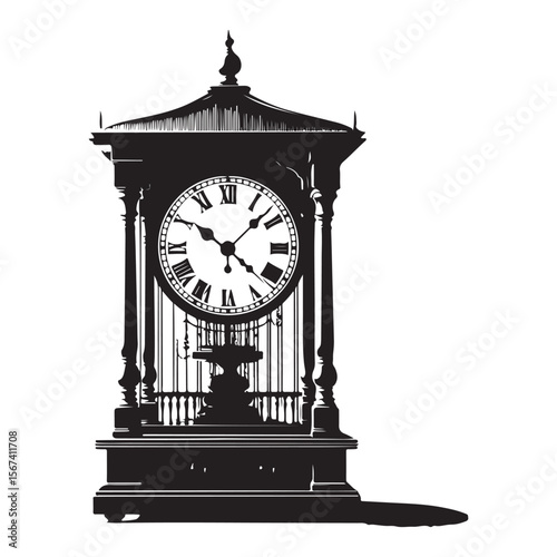 antique clock isolated on white