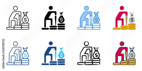 Retirement planning icon set multiple style collection 
