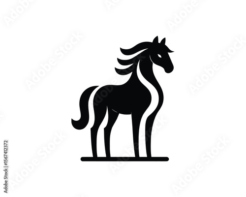 Stylized stallion bold silhouette vector graphic