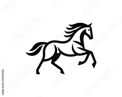 Elegant stallion stylized vector silhouette elegant