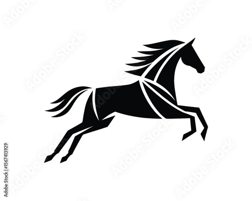 Bold geometric stallion vector illustration for logo design