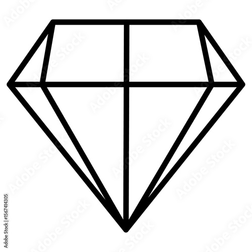 diamond icon flat thin outline art logo
