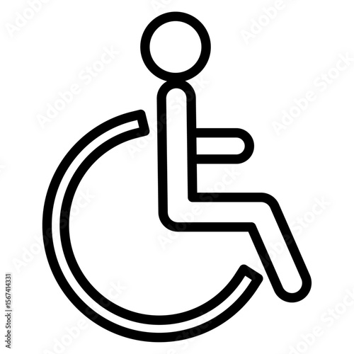 disability icon flat thin outline art logo