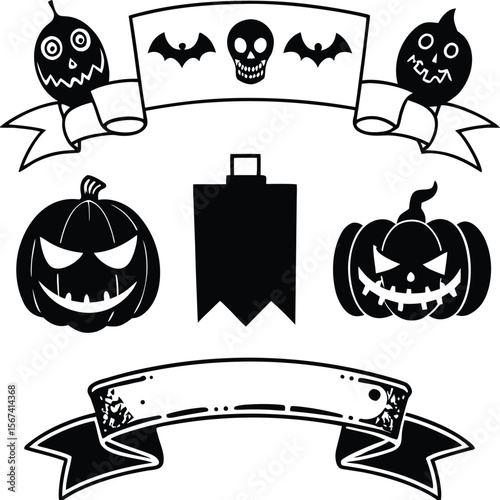 Halloween concept icon set hand drawn design elements in sketch style for holiday flyer