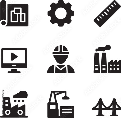 Engineering Icons Industrial, Construction, and Manufacturing Symbols