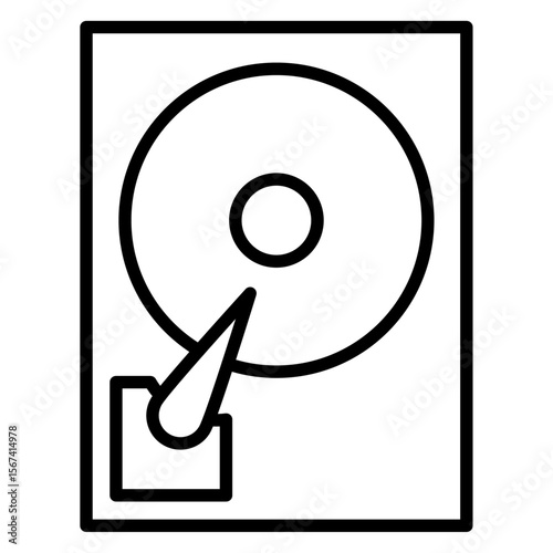 hard disk icon flat thin outline art logo