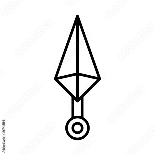 kunai icon flat thin outline art logo