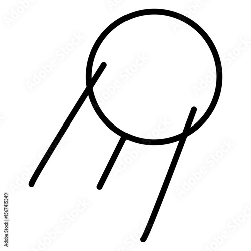 lunar sputnik icon flat thin outline art logo
