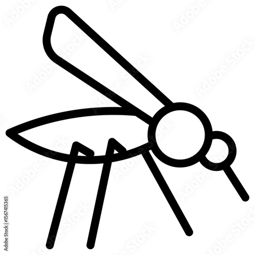malaria icon flat thin outline art logo
