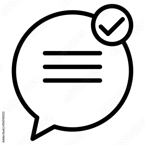 message check icon flat thin outline art logo