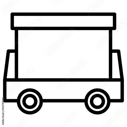 mining cart icon flat thin outline art logo