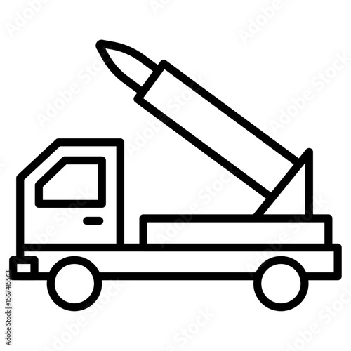 missile launcher icon flat thin outline art logo