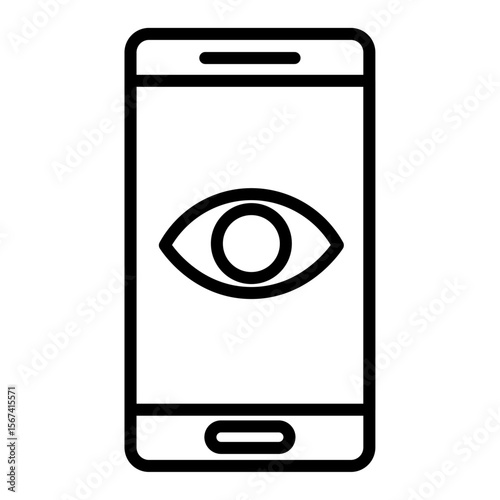 mobile eye icon flat thin outline art logo