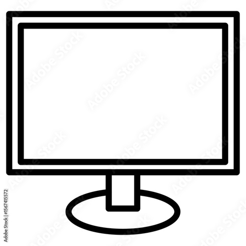 monitor icon flat thin outline art logo