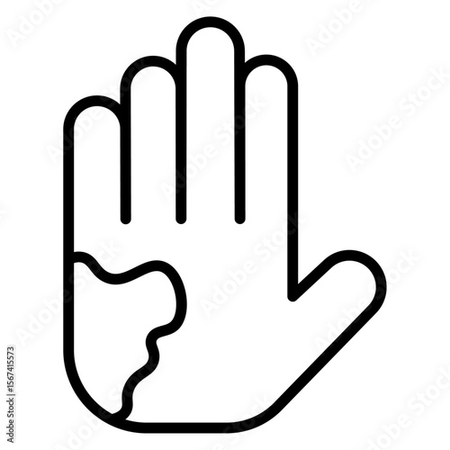 mottled hand icon flat thin outline art logo