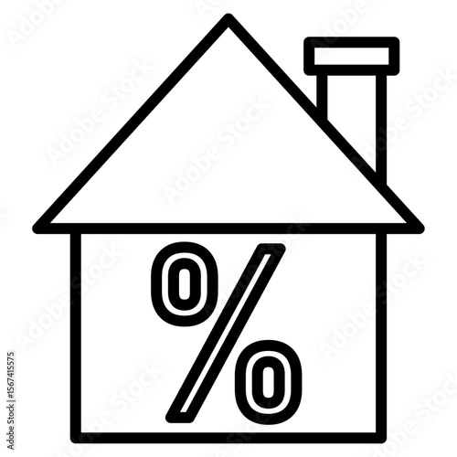 mortage icon flat thin outline art logo