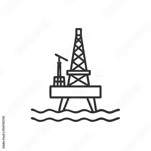 Offshore oil rig icon for energy industry presentations, marine engineering blogs, oil sector infographics