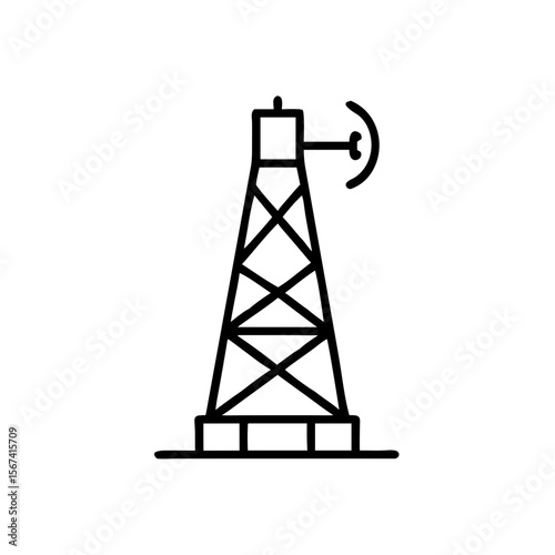 Oil derrick icon for energy industry presentations, drilling technology blogs, petroleum sector infographics