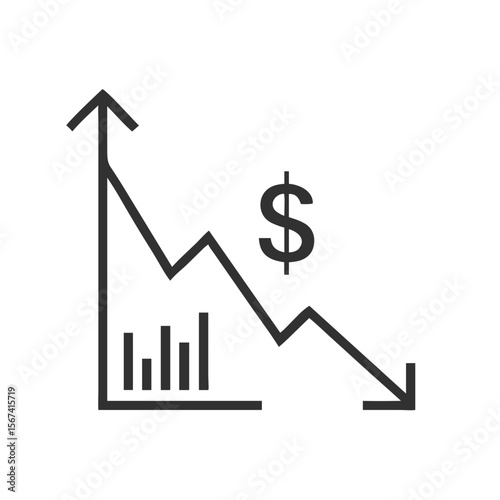 Oil price chart icon for financial reports, market analysis blogs, energy sector presentations