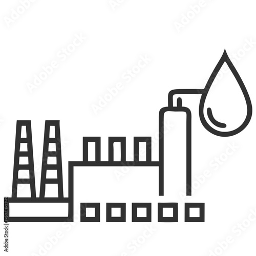 Oil refinery icon for energy industry presentations, industrial process blogs, petroleum sector infographics