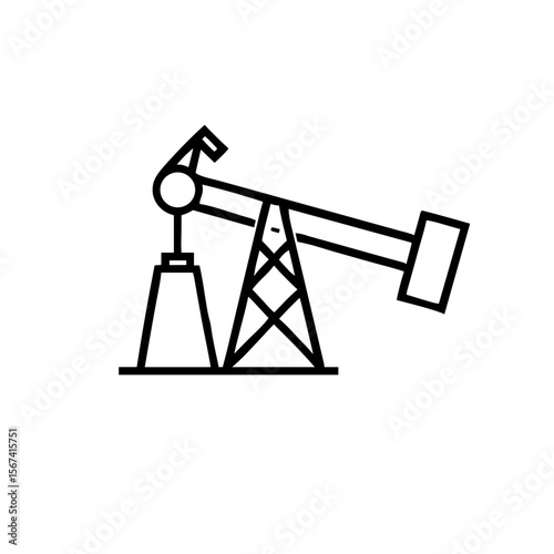 Pumpjack icon for oil extraction presentations, energy industry blogs, petroleum sector infographics